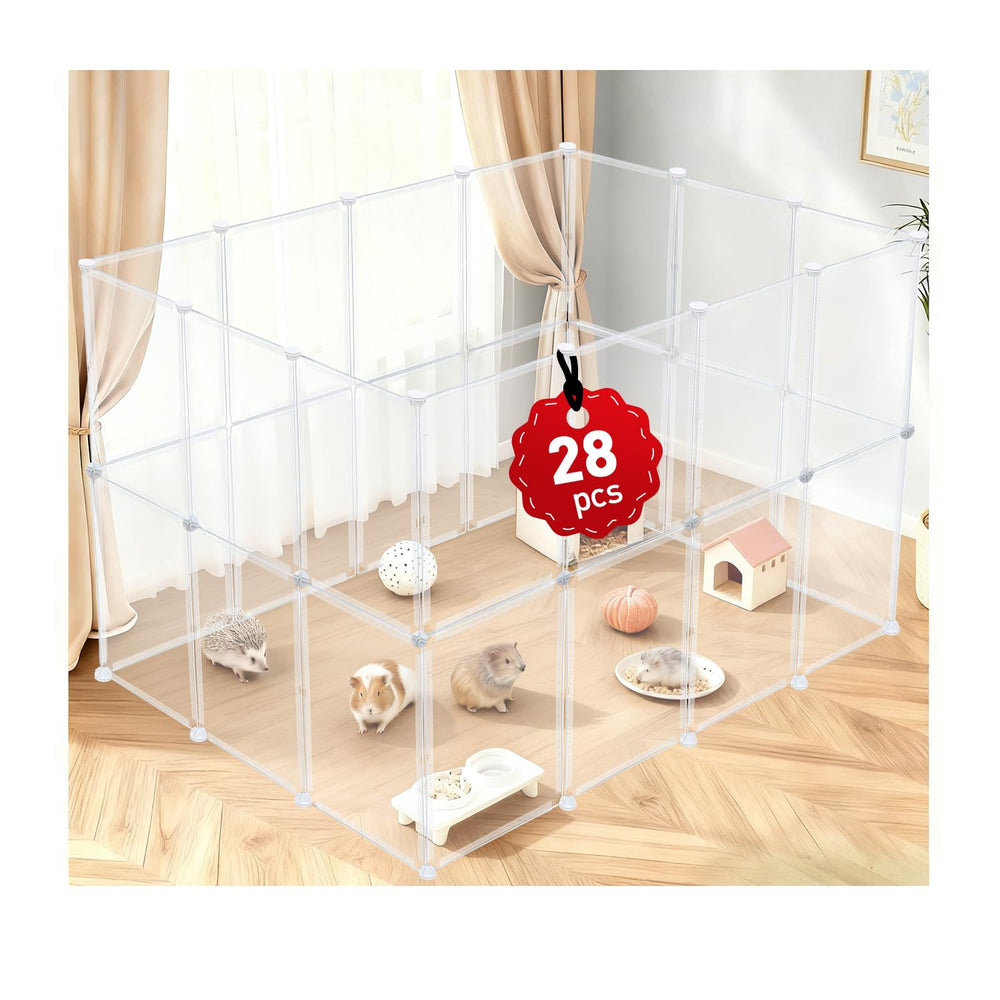 LEICHTEN 28‑panneaux: vision 360 transparente pour surveiller facilement vos petits animaux.