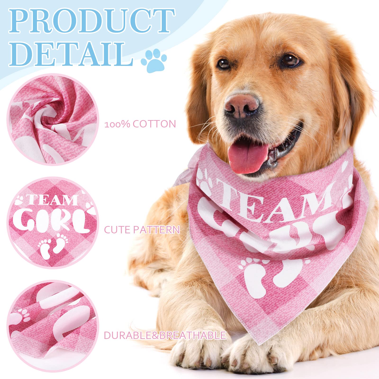 Bandana LEIFIDE chien à nouer rose bleu — fixation sécurisée sans tirer les poils