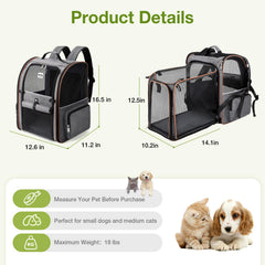 Lekebobor sac porte-chat extensions arrière pour espace supplémentaire.