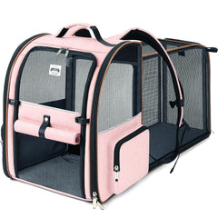 Lekebobor sac porteur chat rose ouvert, ventilation optimale.