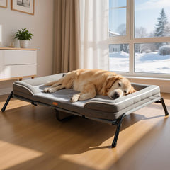 Lit Lekereise surélevé pour grand chien, confort et stabilité.