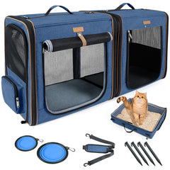 Lekereise porte-chat double connecté, parfait pour voyager avec deux chats en sécurité.