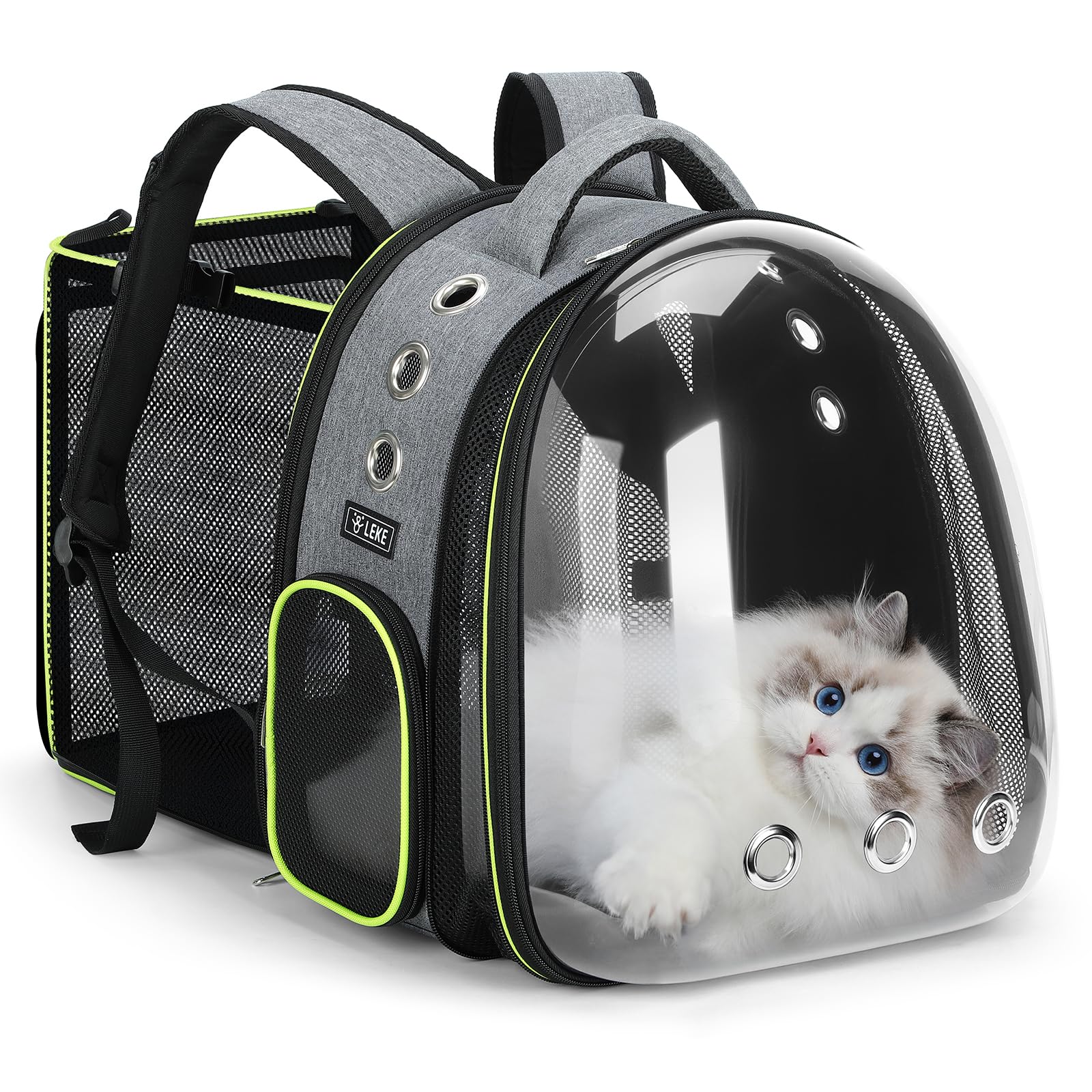 Lekereise sac à dos bulle chat - vue avant, lumière naturelle idéale pour l'extérieur
