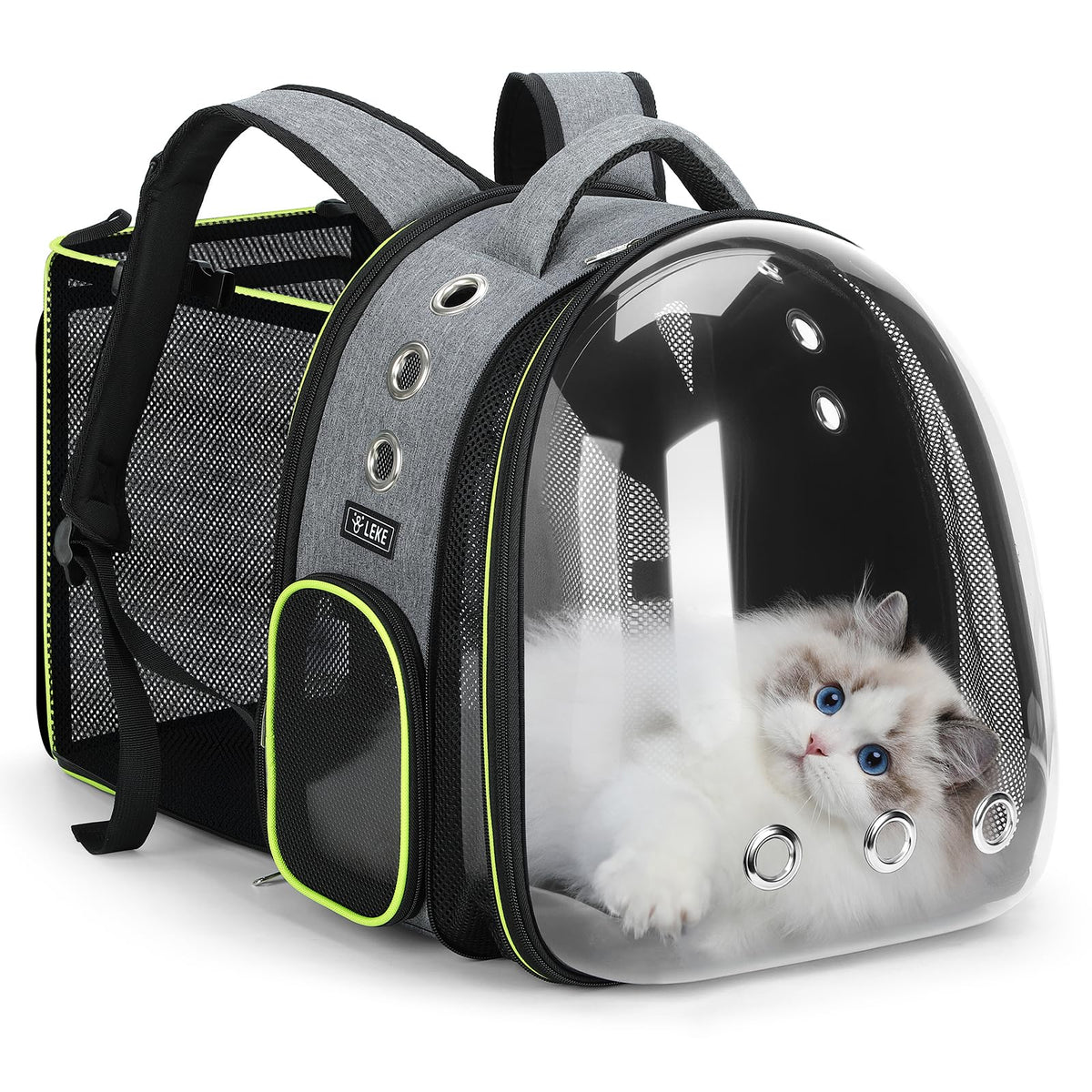 Lekereise sac à dos bulle chat - vue avant, lumière naturelle idéale pour l'extérieur