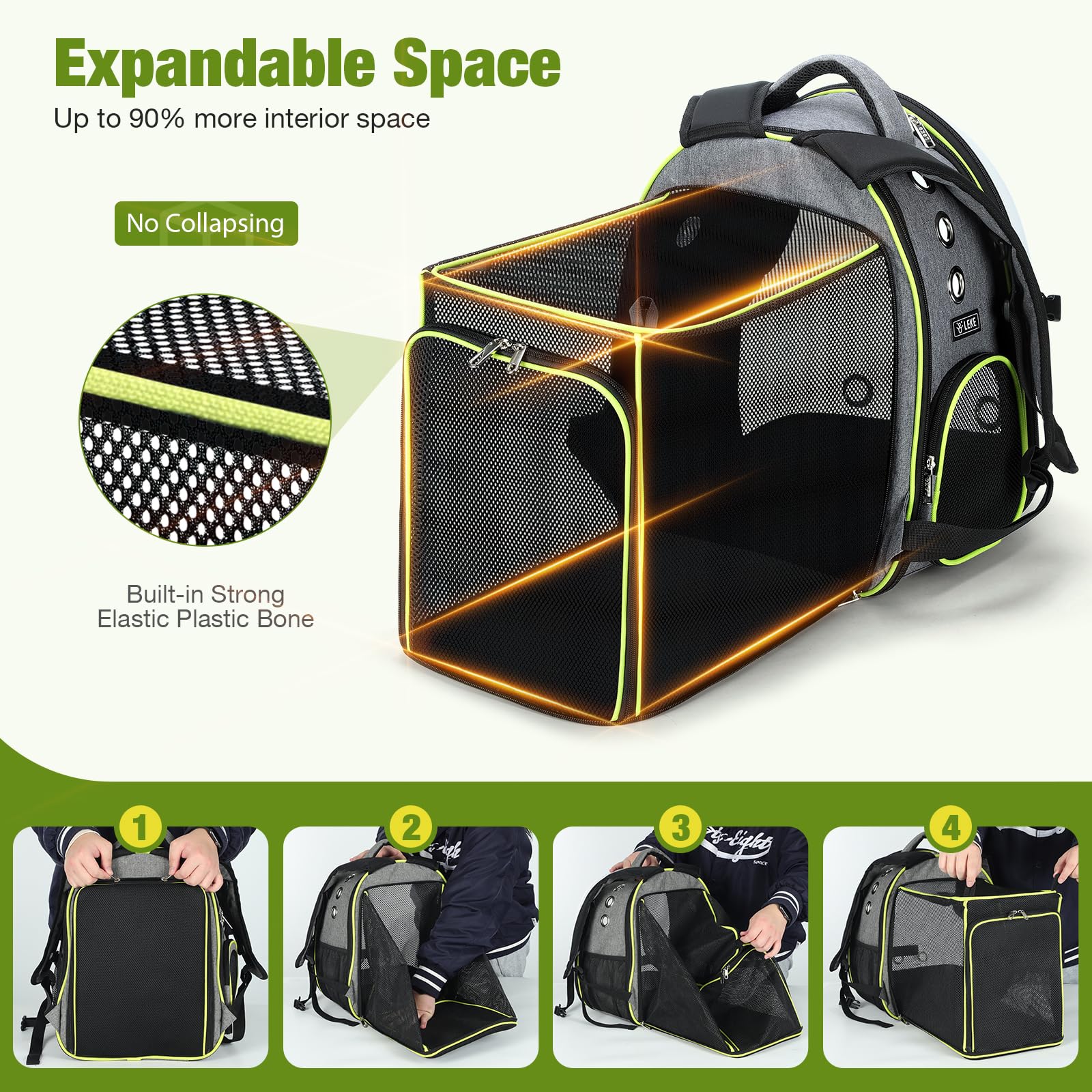 Lekereise sac à dos bulle chat confort - bretelles rembourrées et portage stable