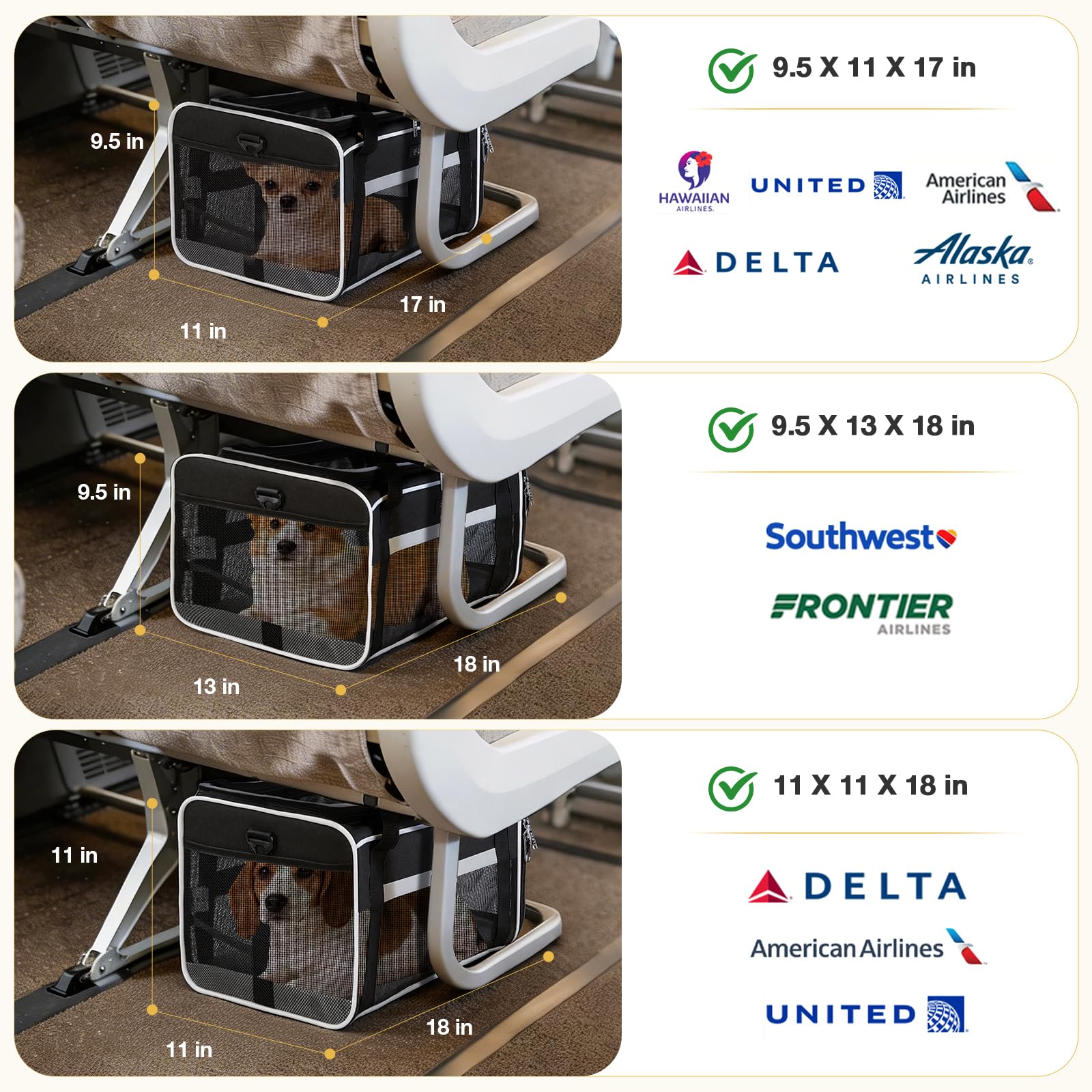 Lekereise transporteur approuvé avion: compatible Delta, United et American pour voyages