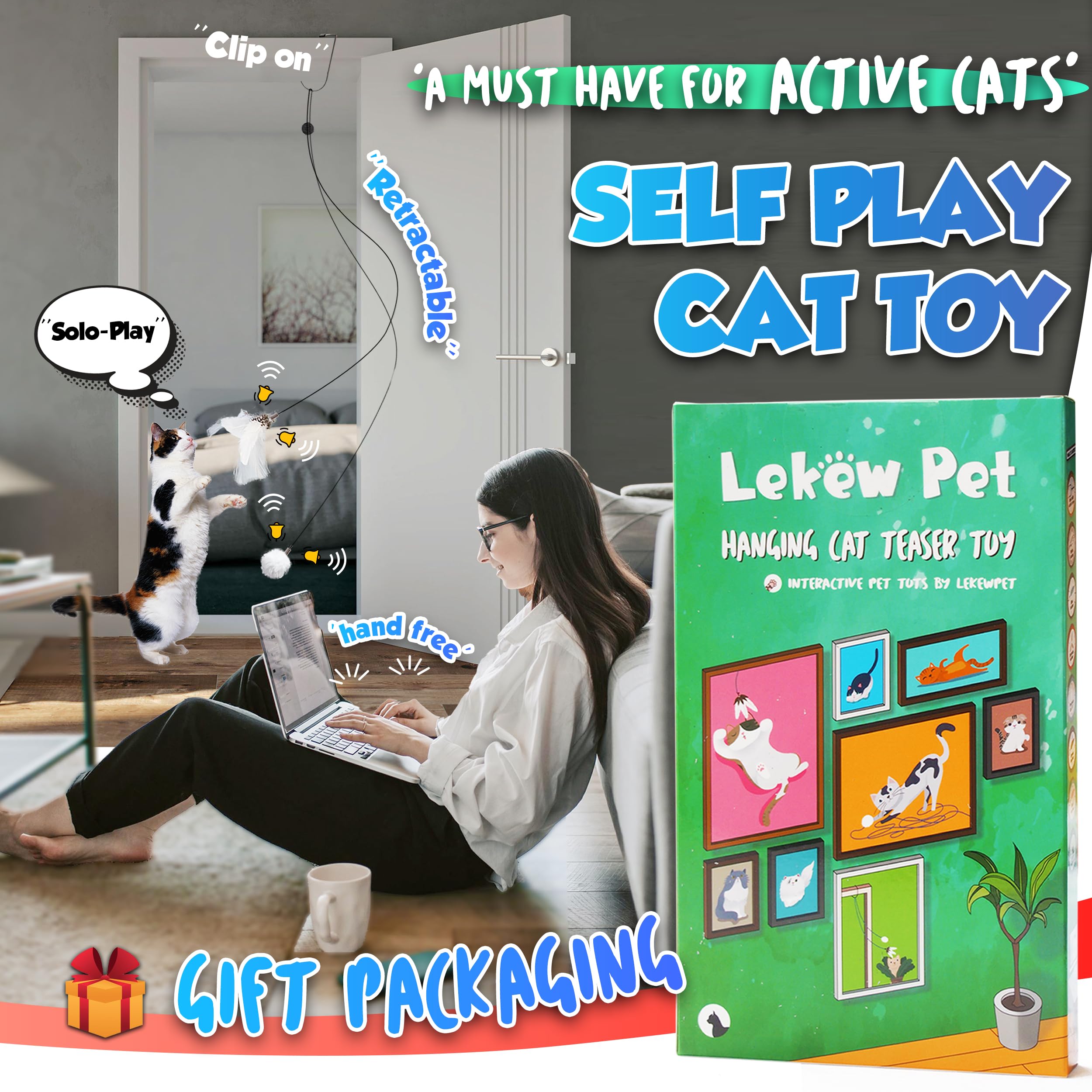 LEKEWPET Plumes avec clochette – remplacement varié des jeux
