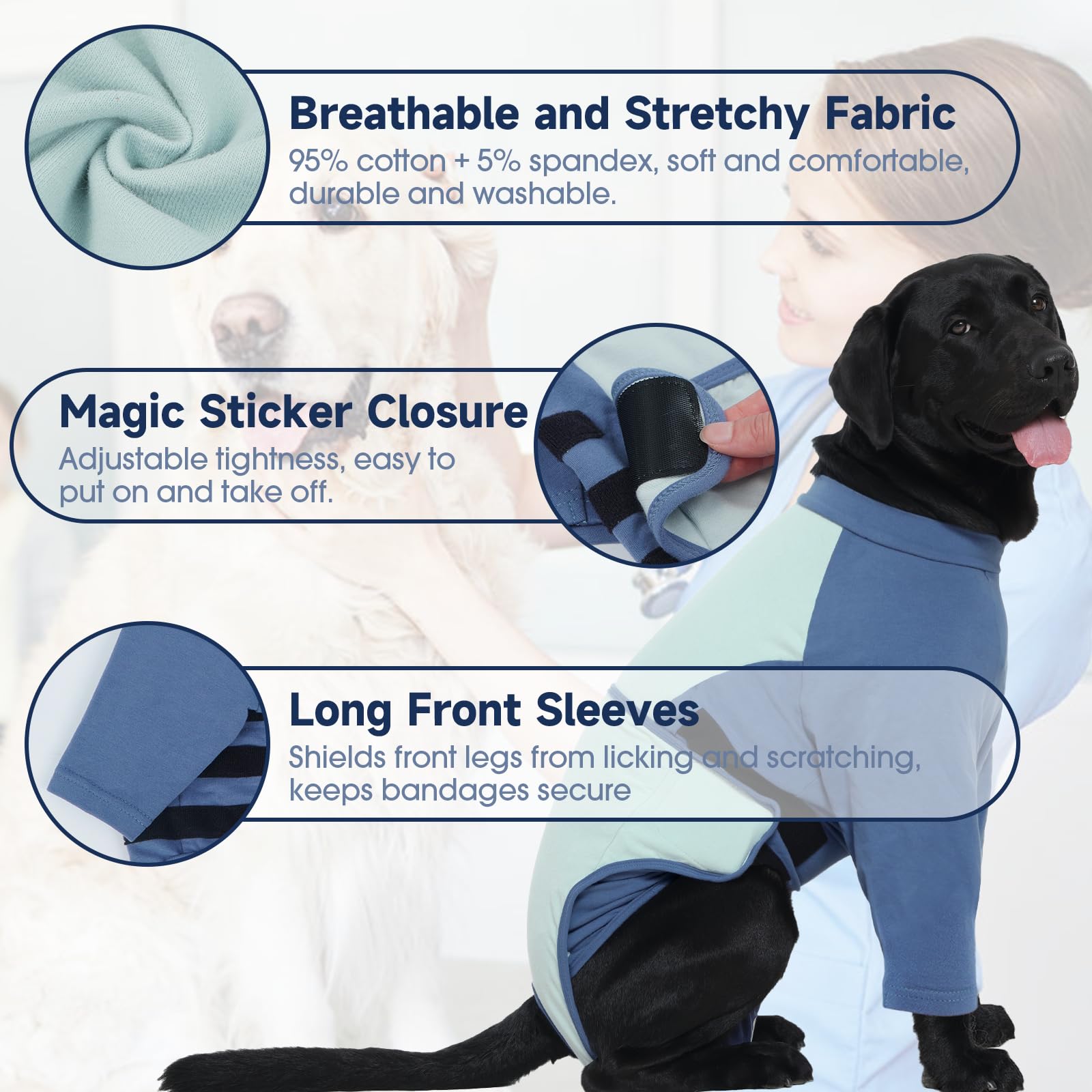 LeLePet combinaison de rétablissement pour chien – vue dos et protection des zones sensibles.