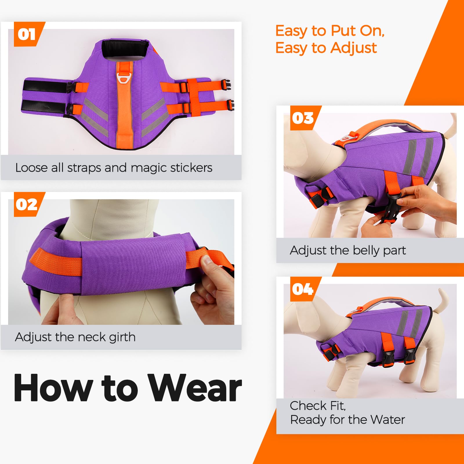 LeLePet gilet natation chien – boucles rapides pour enfiler sans effort.