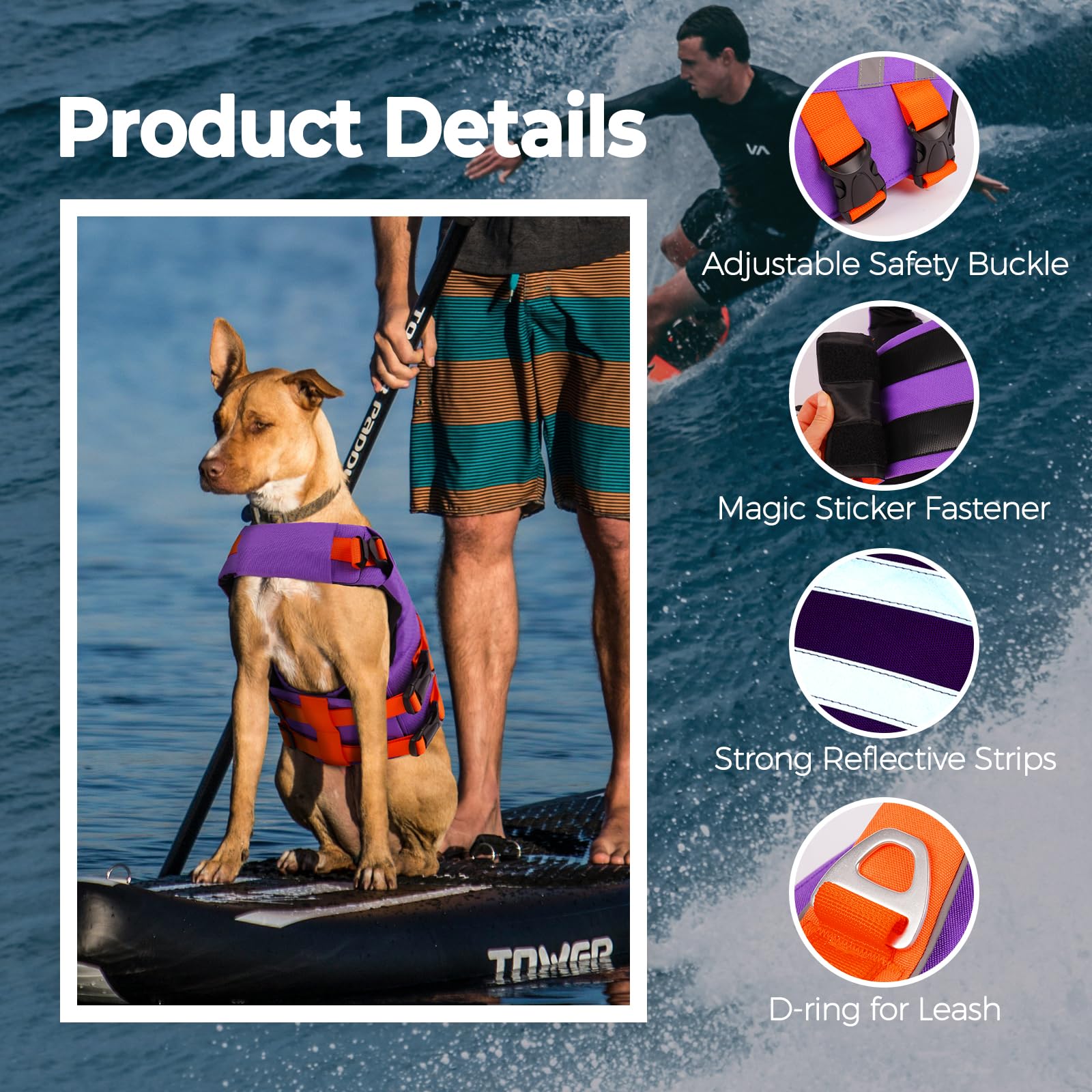 LeLePet gilet natation chien – reglages, ajuste facilement pour un confort sûr.