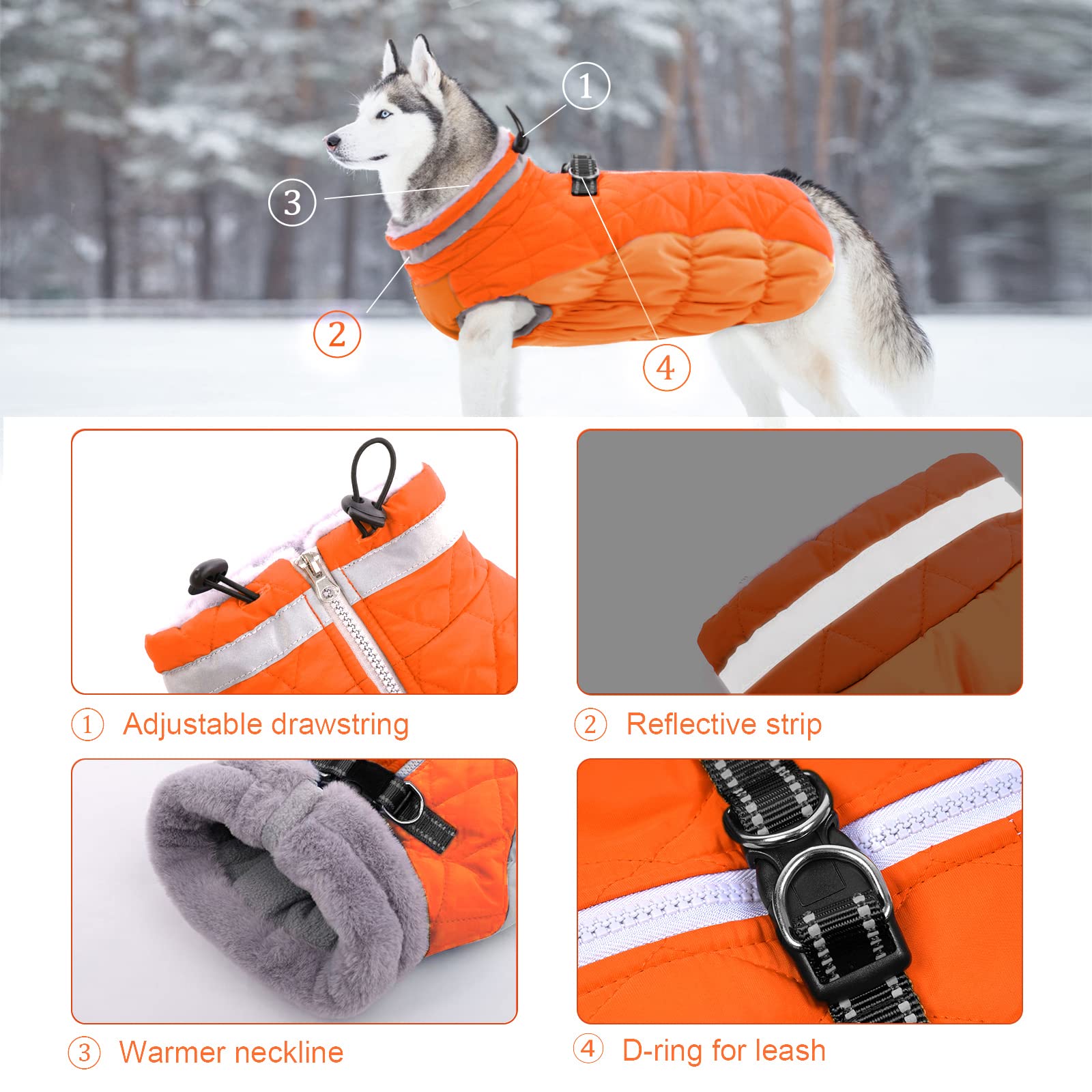LeLePet manteau col roulé doux, protection du cou contre le vent.