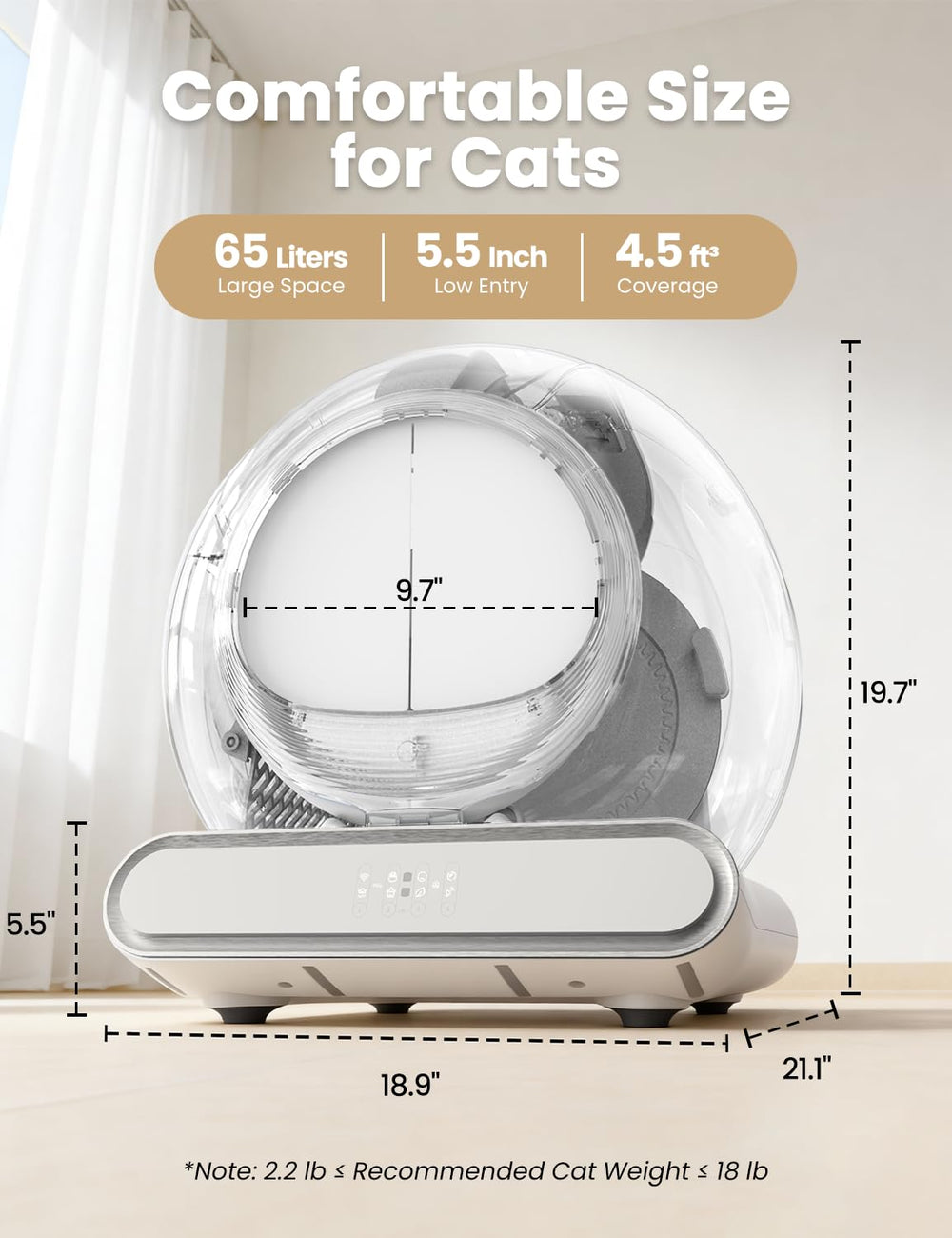 LELOKIDZ capacite 65L pour chats jusqu a 8 kg