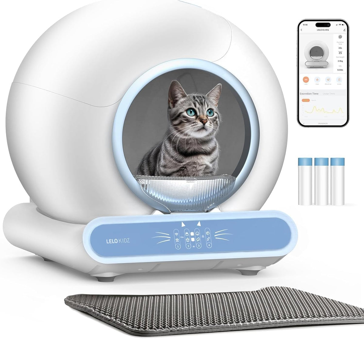 LELOKIDZ Litière Auto-Nettoyante — ensemble tout-en-un pour entretien facilité.