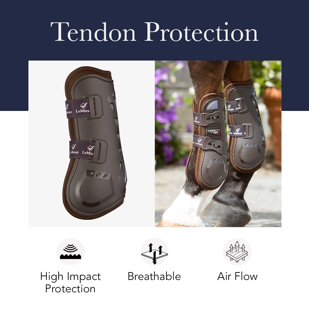 LeMieux Impact Responsive bottes tendon noir taille large – forme anatomique adaptée au jarret et au tendon.