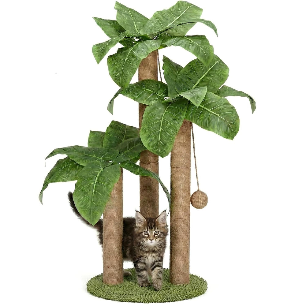 LEMONDA Arbre griffage chat 31,5 pouces avec 3 colonnes, favorise l’exercice et le jeu.