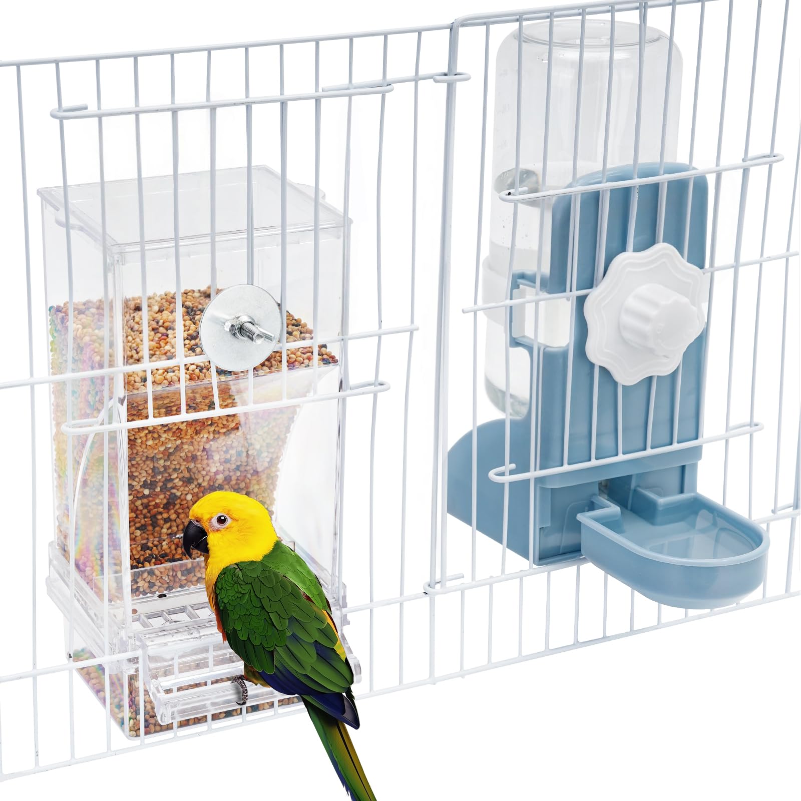lemtrflo abreuvoir-nourriture-automatique dans cage, système clair et pratique.