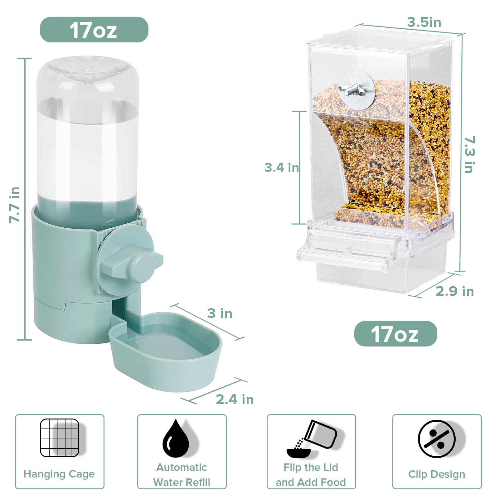 Lemtrflo capacité nourriture 500 g pour plusieurs jours.