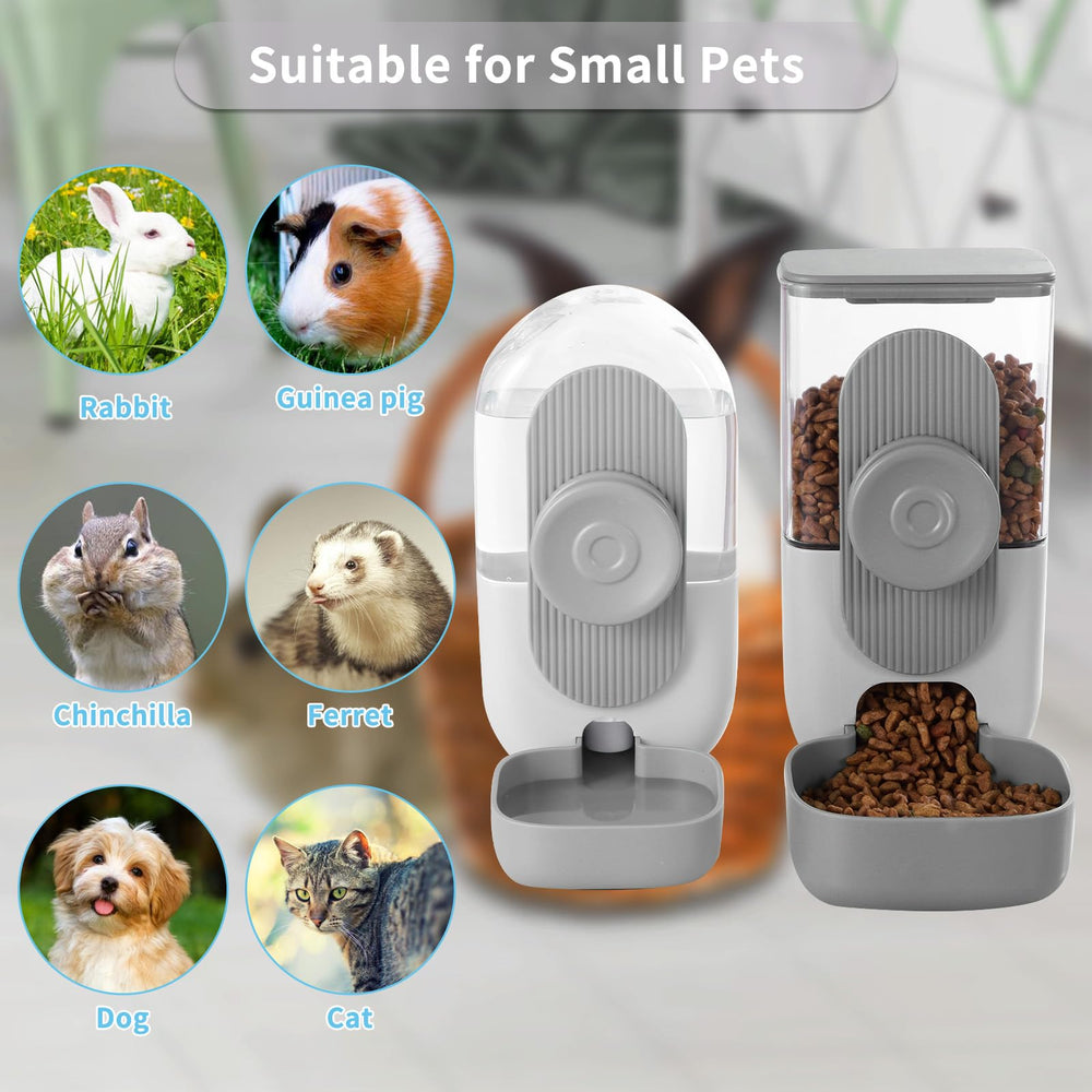 Ensemble nourriture et eau Lemtrflo pour petits animaux, installation simple.