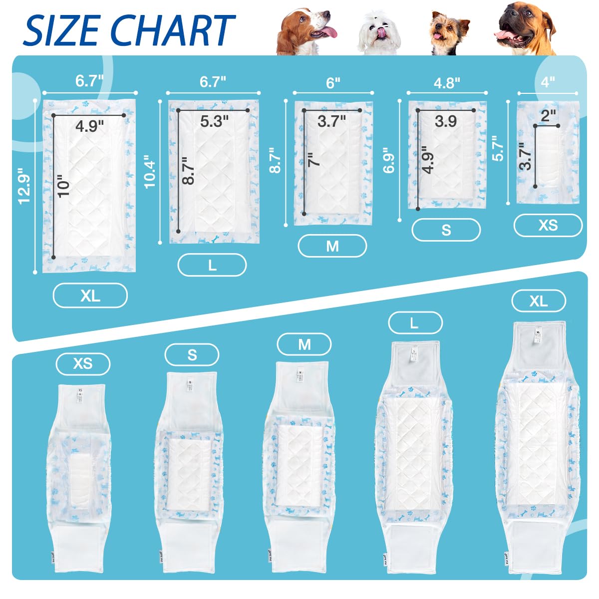 Leopinky pad trois-attaches pour couche chien M fixation sûre