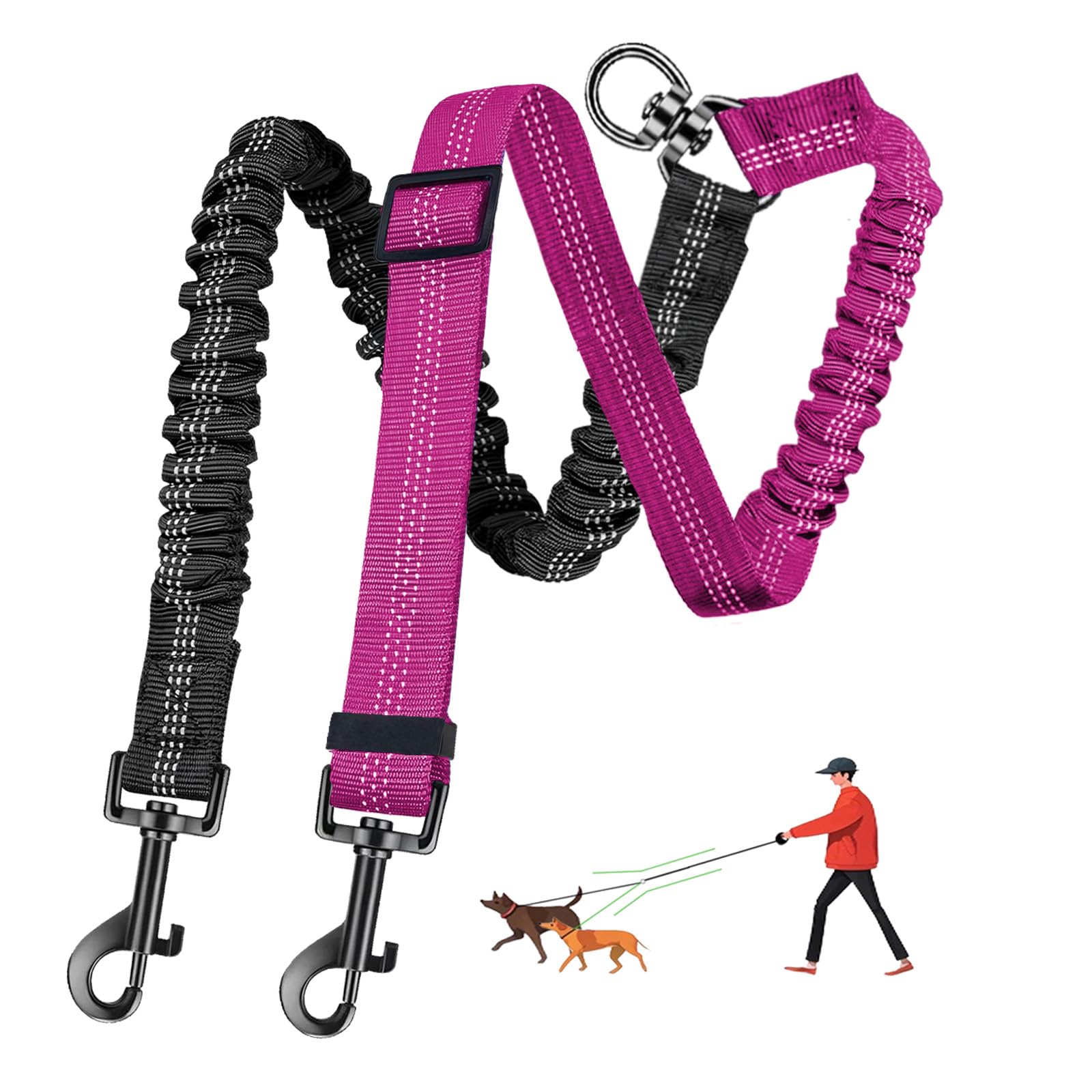 LEOSASA laisse double chiens 360 degres pivotante: evite les noeuds lors des promenades.