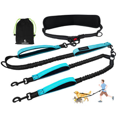 LEOSASA Laisse double mains libres avec ceinture rembourrée pour deux chiens.