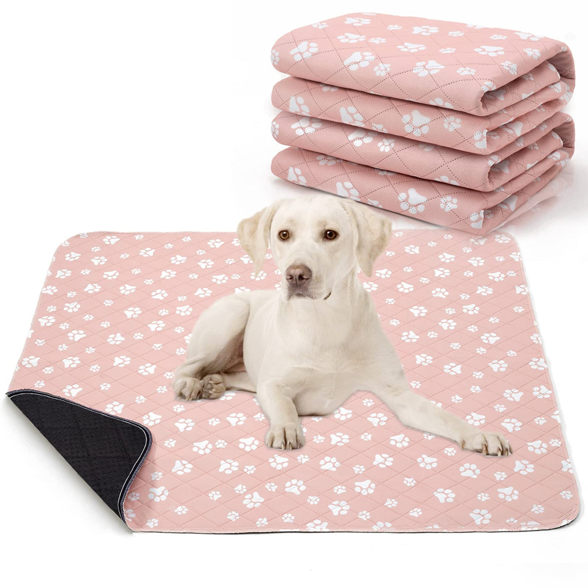 Lepark vue frontale du tapis lavable pour chien rose 31x36, pratique pour un coin toilette.
