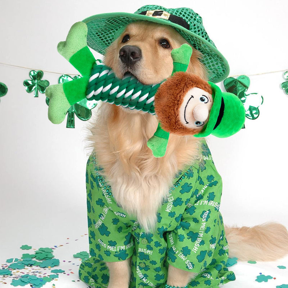 Jouet Lepawit Saint-Patrick chien avec chapeau vert, cadeau festif.