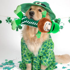 Jouet Lepawit Saint-Patrick chien avec chapeau vert, cadeau festif.