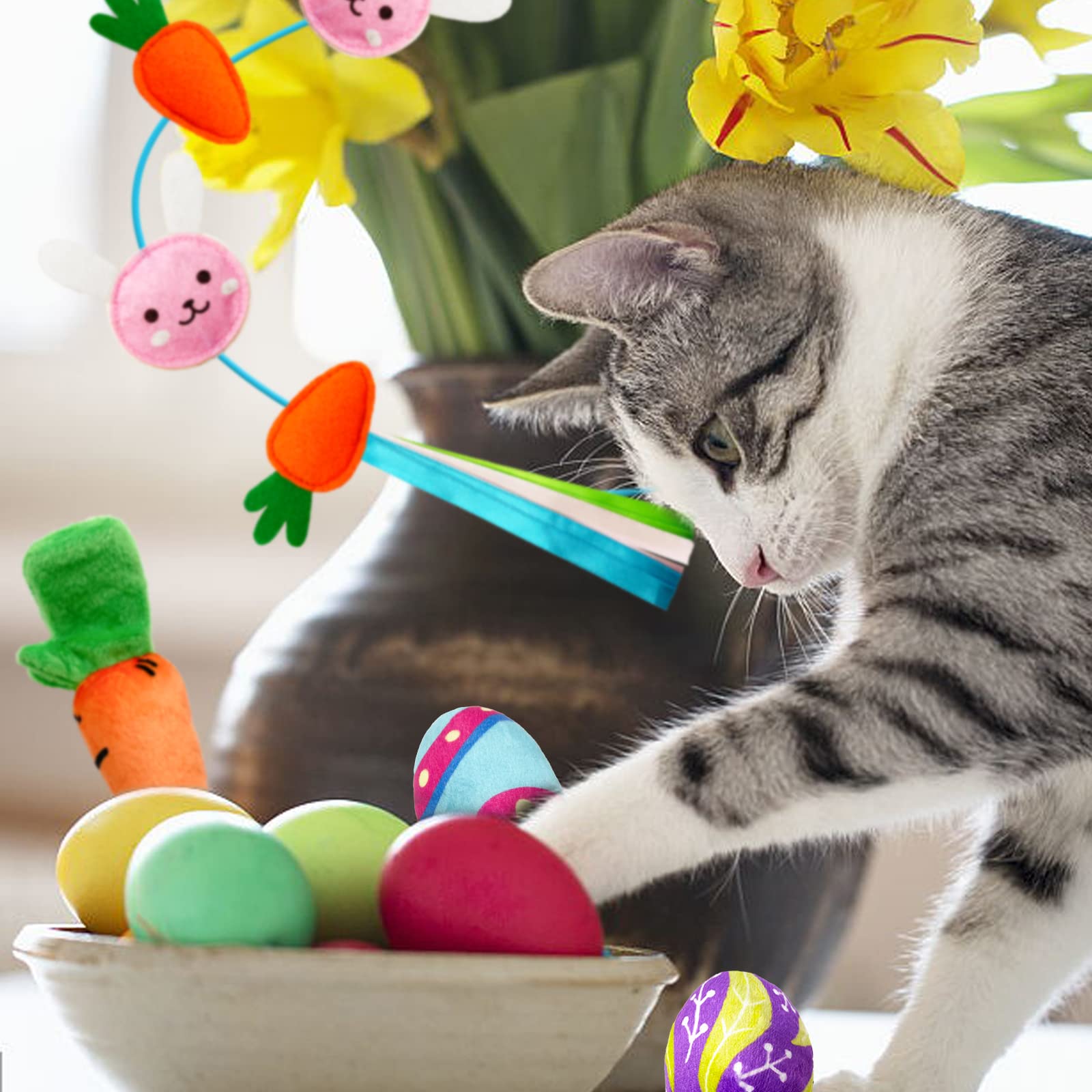 Jouets œufs Lepawit herbe à chat crinkle, arôme agréable pour le jeu