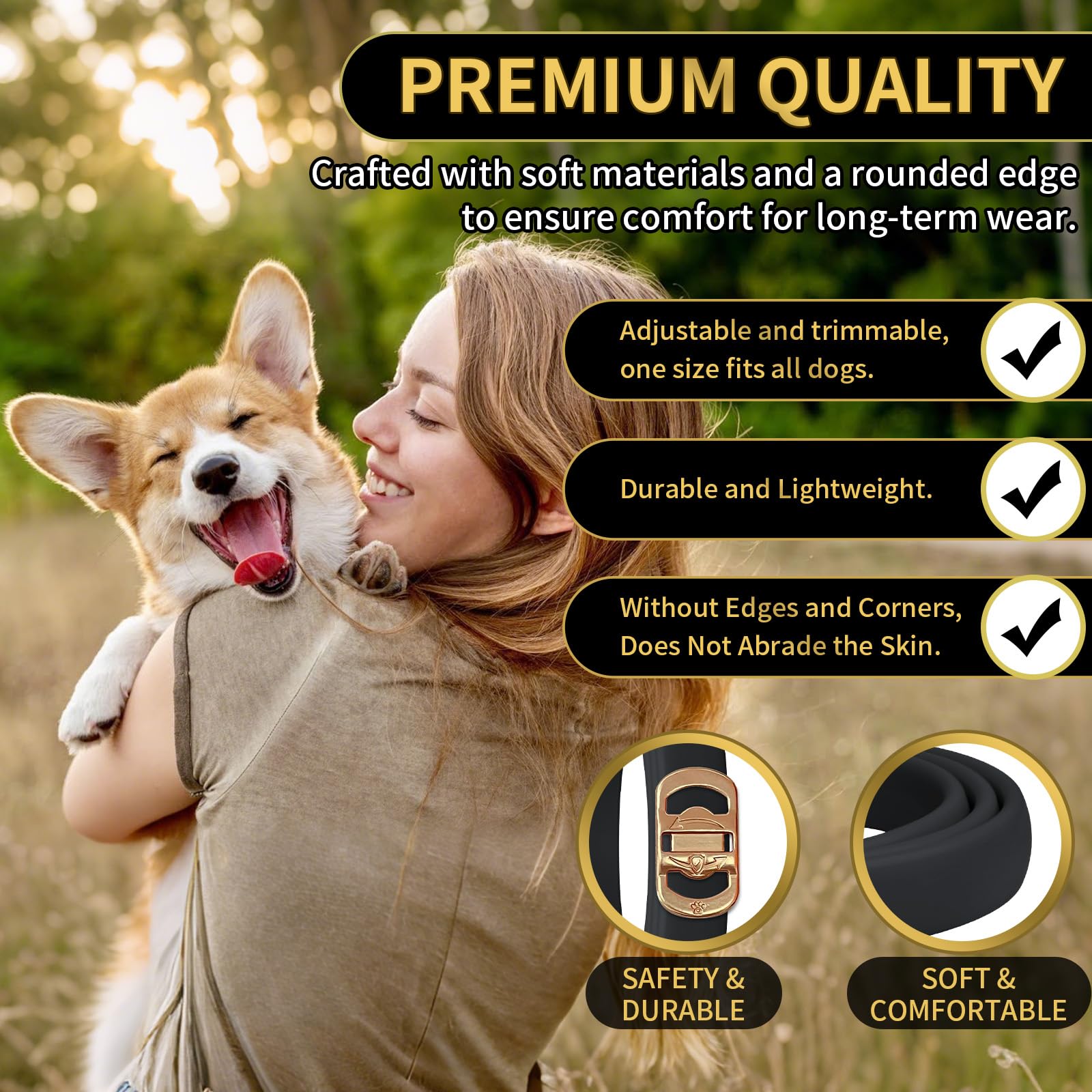 Lerqua collier ajustable 65 cm, s'adapte facilement à votre chien