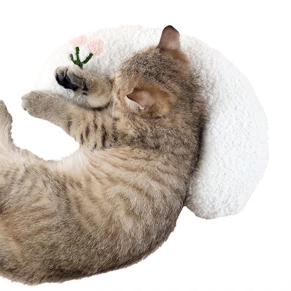 Petit oreiller Les Arbres Fair demi‑beignet doux pour chat, cocon apaisant.