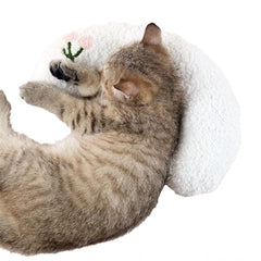 Petit oreiller Les Arbres Fair demi‑beignet doux pour chat, cocon apaisant.