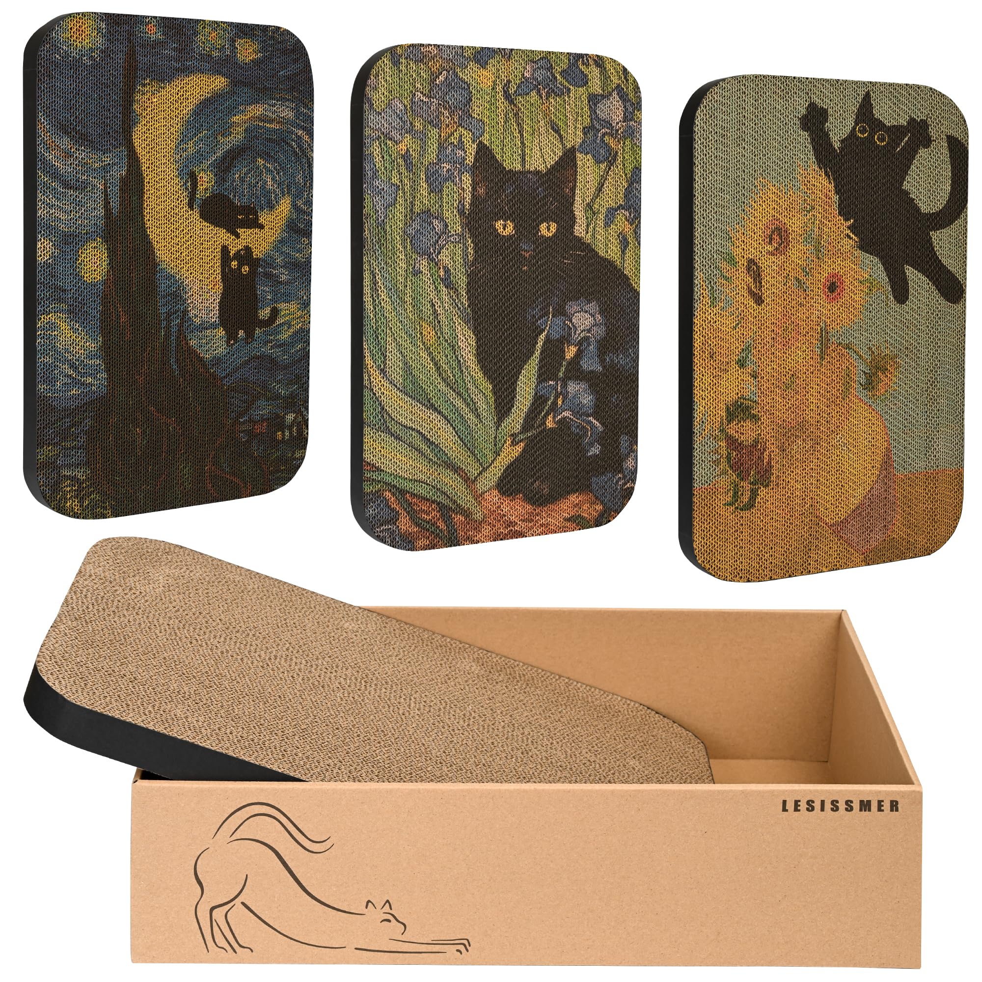 LESISSMER Art Cat Scratcher mural-boite: griffage durable pour chats d’intérieur
