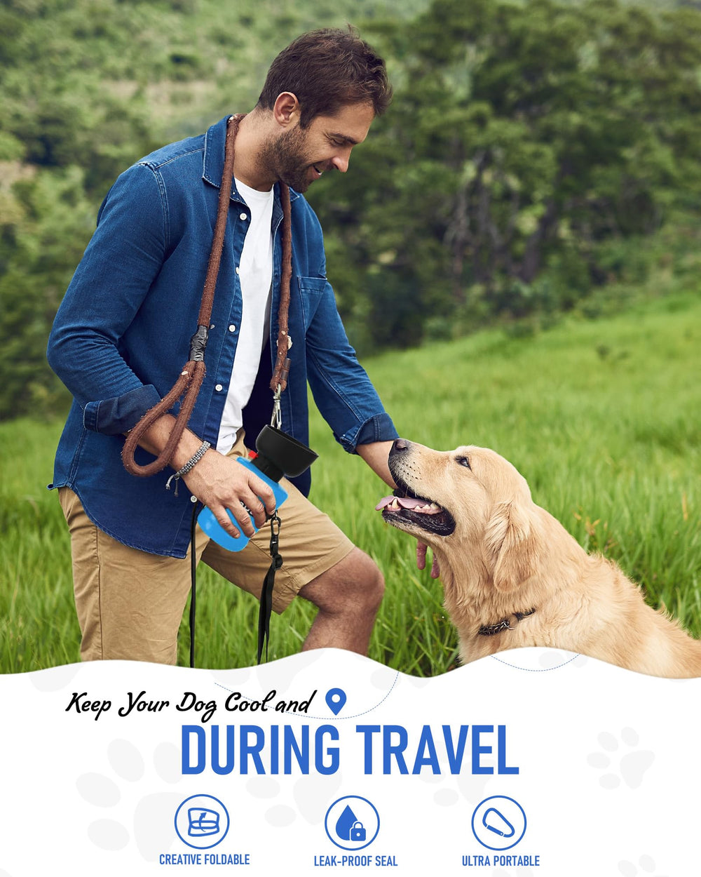Lesotc bol d'eau intégré pour chien: bol pratique et compact