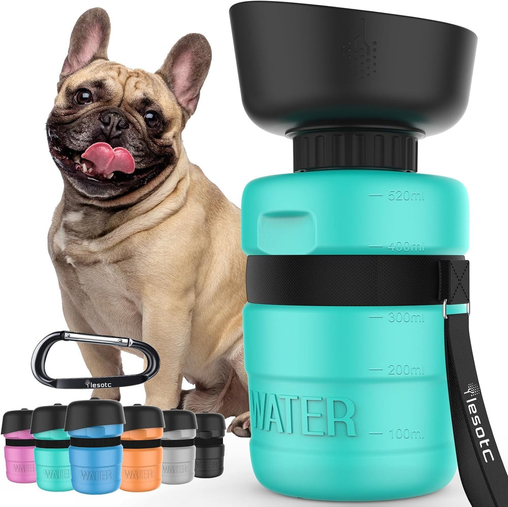 Lesotc bouteille eau chien 2-en-1 avec gamelle intégrée.