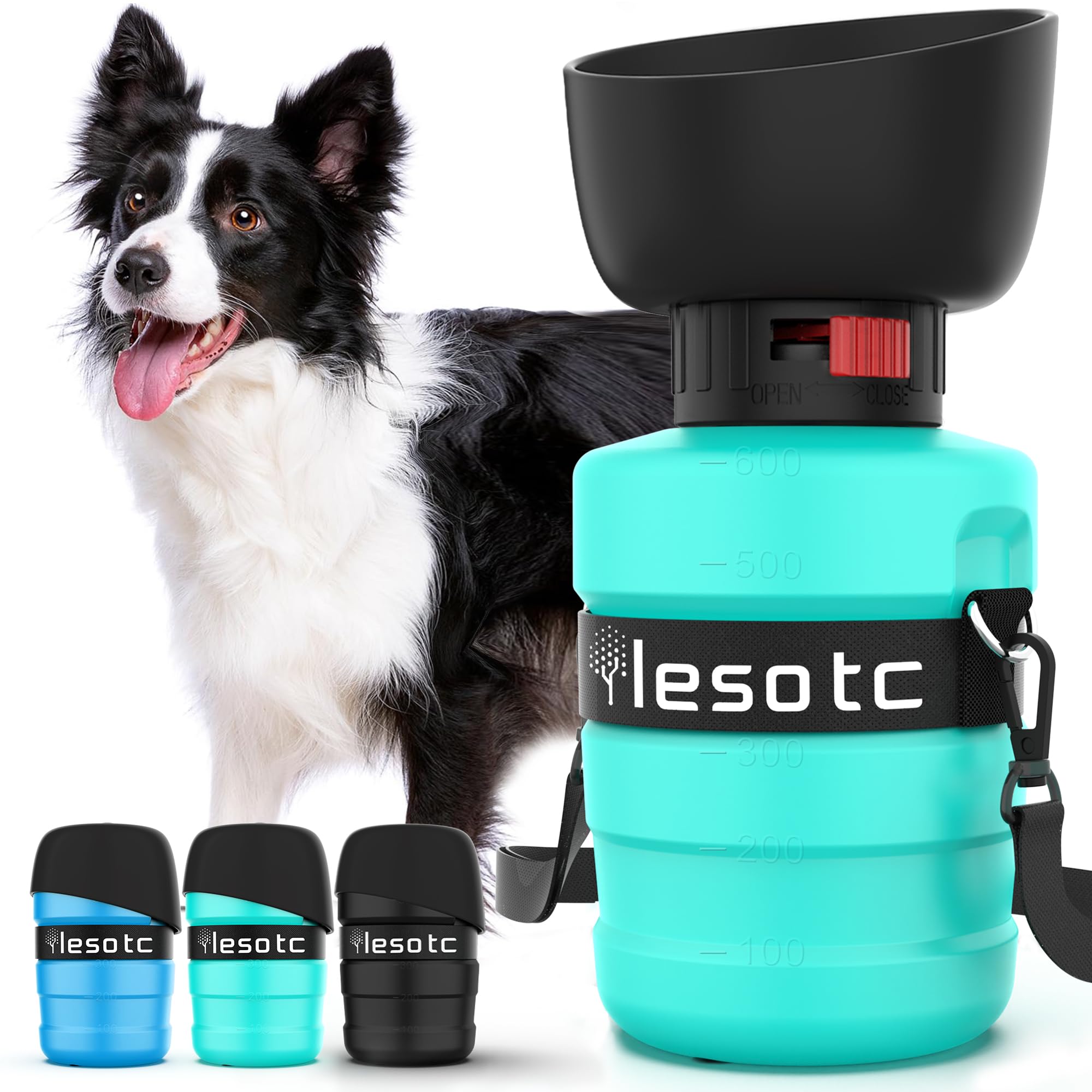 Lesotc bouteille eau chien avec bol intégré, pratique pour les balades quotidiennes