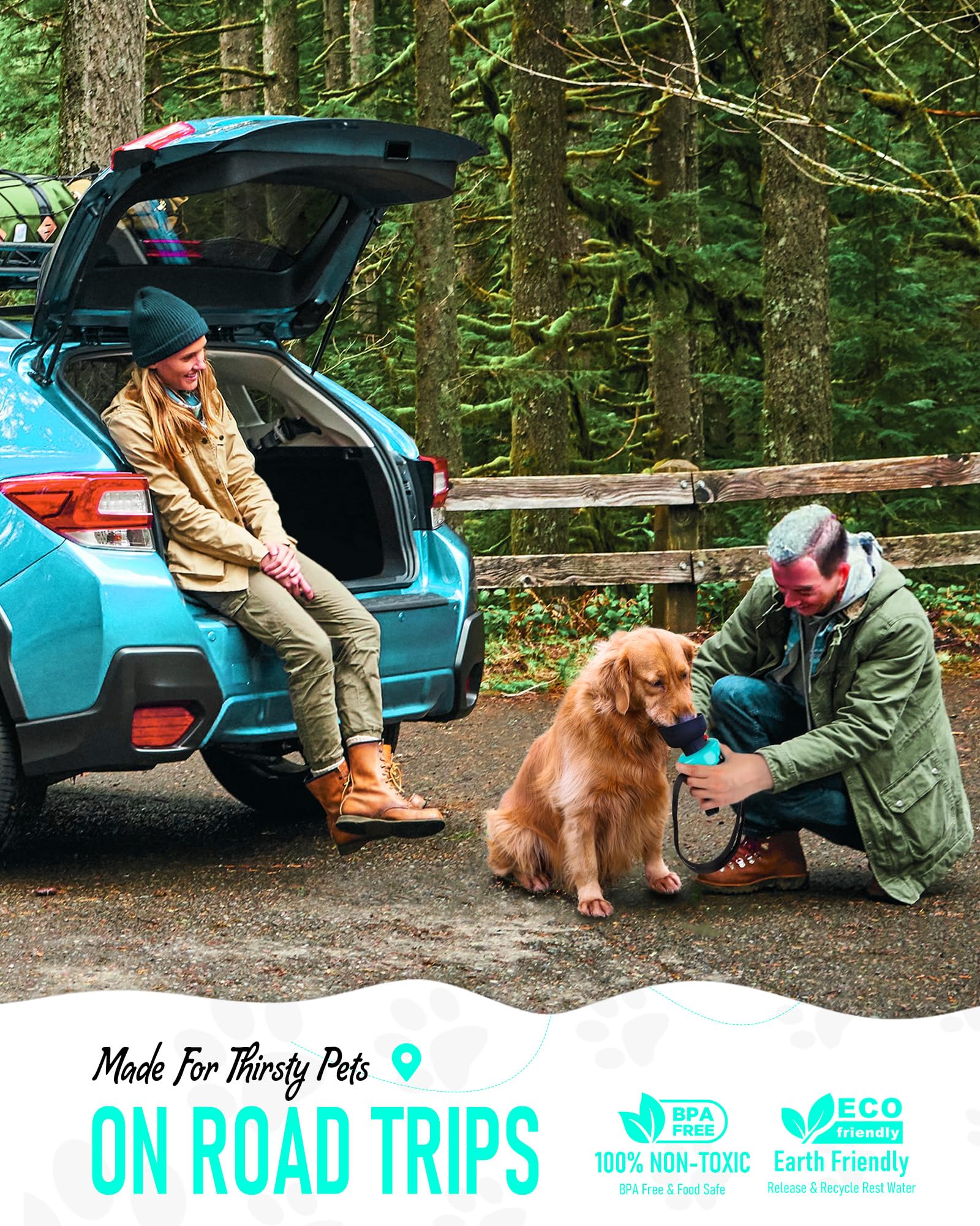 Lesotc bouteille eau chien extérieur 600ml, idéale pour camping et randos