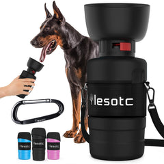 Lesotc bouteille eau chien portable avec bol intégré pour les promenades.