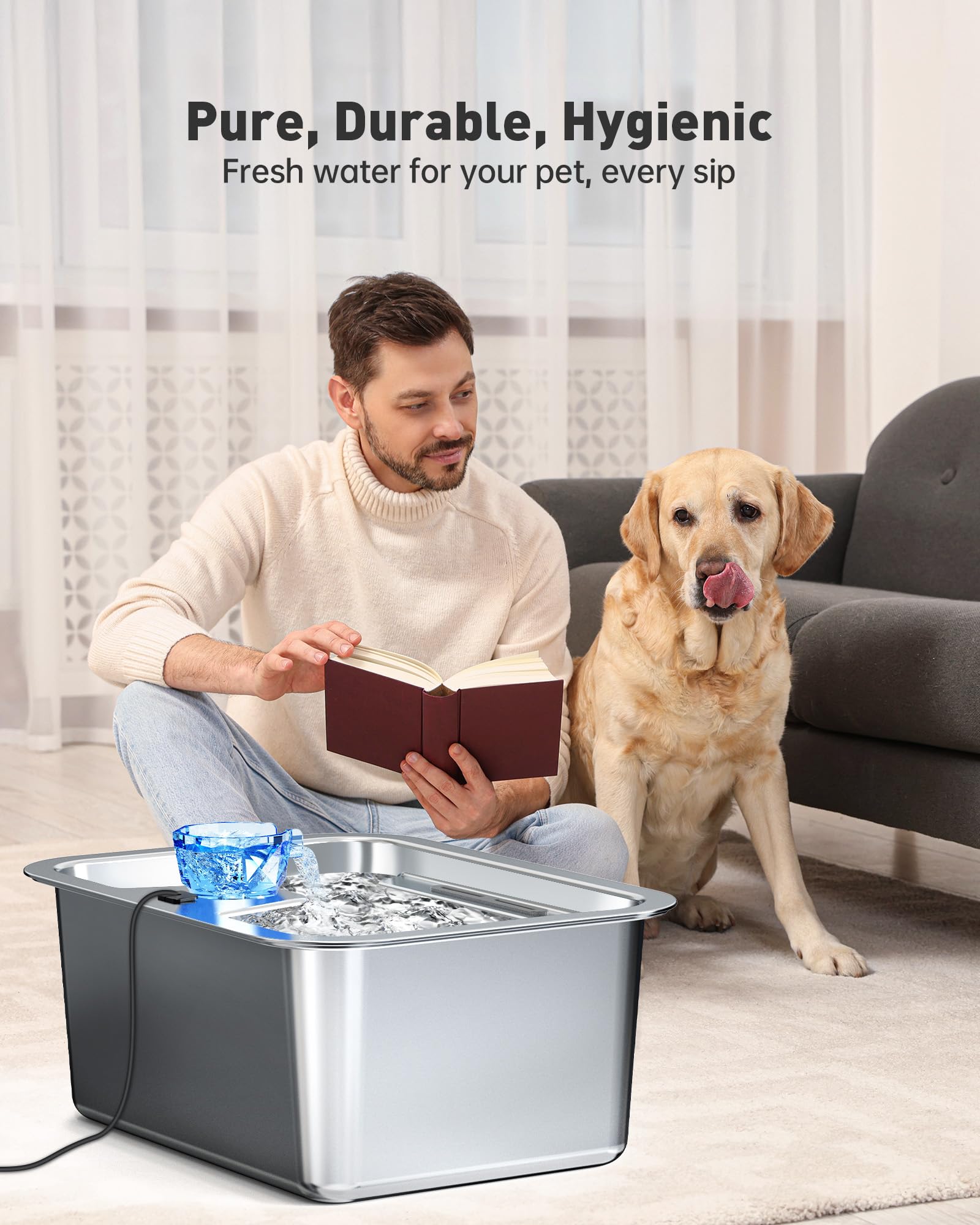 Entretien rapide avec la fontaine Lesotc 11L, démontage facile et brosse offerte.