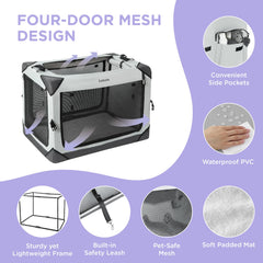 Cage pour chien pliable LE SURE avec poches latérales pour rangement.