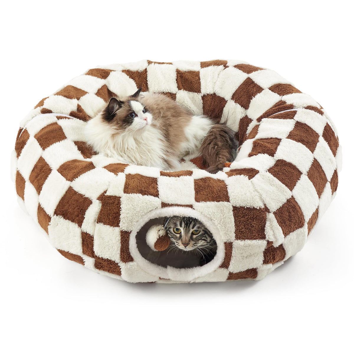 LE SURE chat tunnel bed avec coussin rond, confort douillet pour ronrons et sieste.