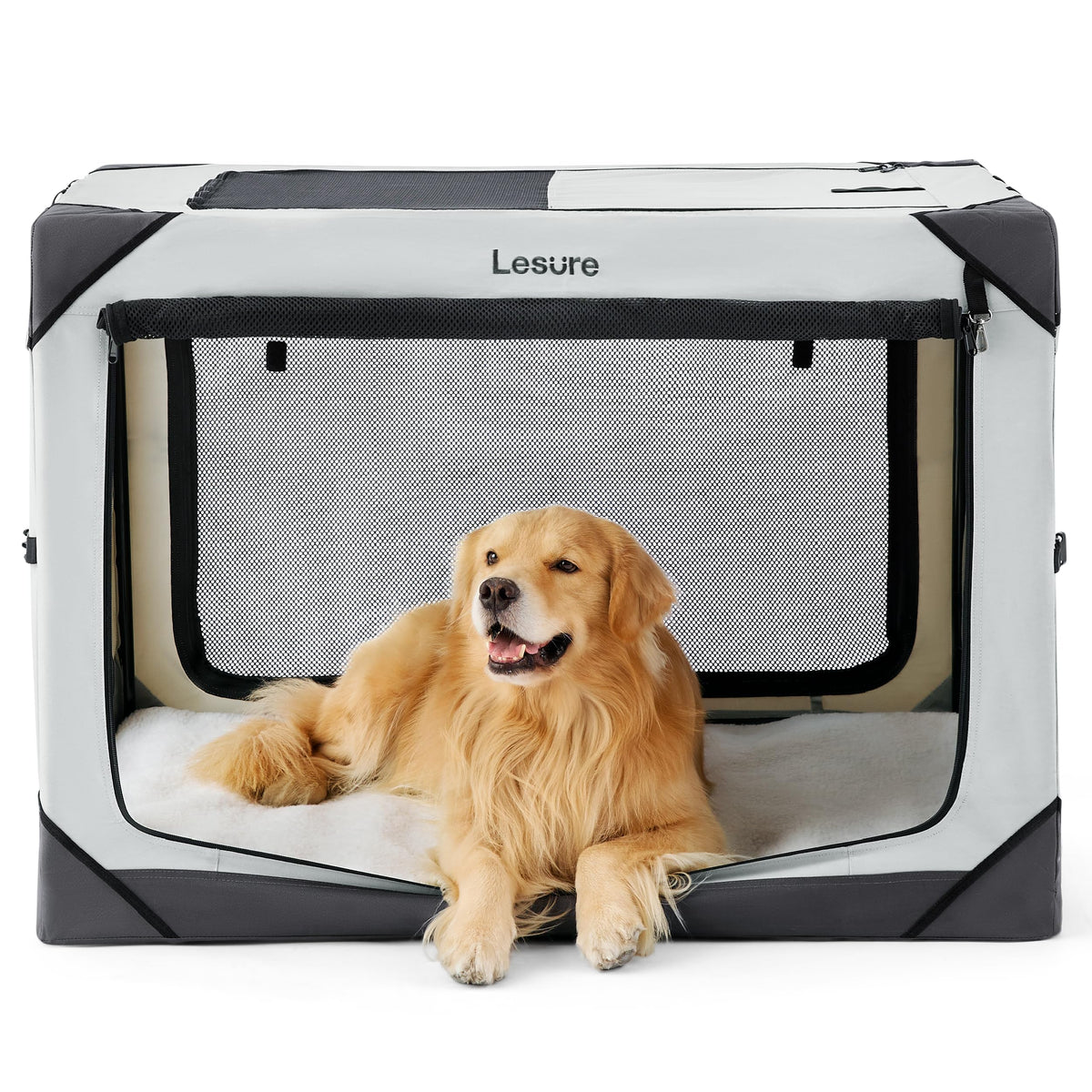 LE SURE chenil pliable pour grand chien avec quatre portes, pratique en voyage.