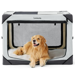 LE SURE chenil pliable pour grand chien avec quatre portes, pratique en voyage.