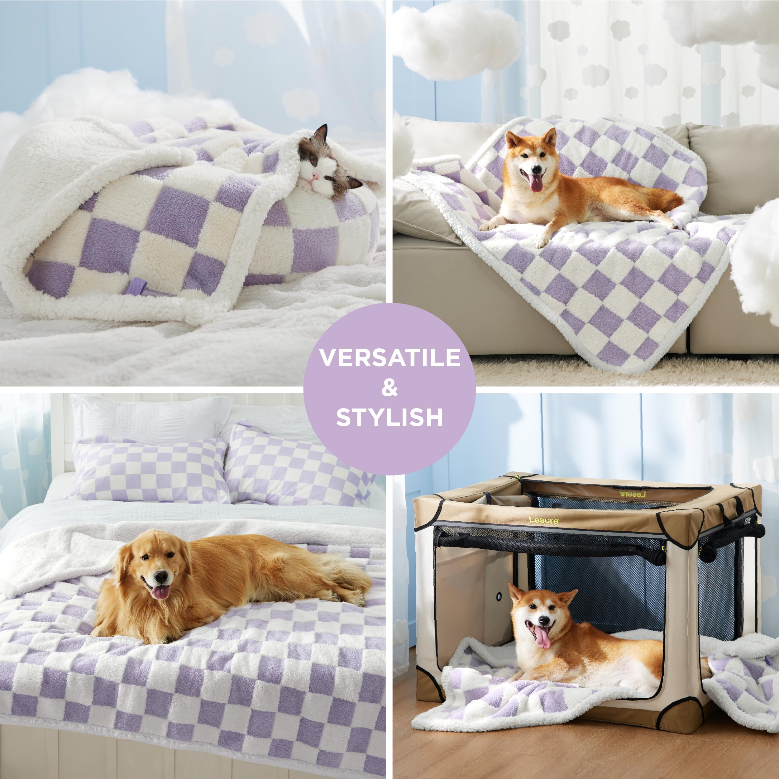 LE SURE couverture imperméable chien moyen violet bordures renforcees protege vos meubles.