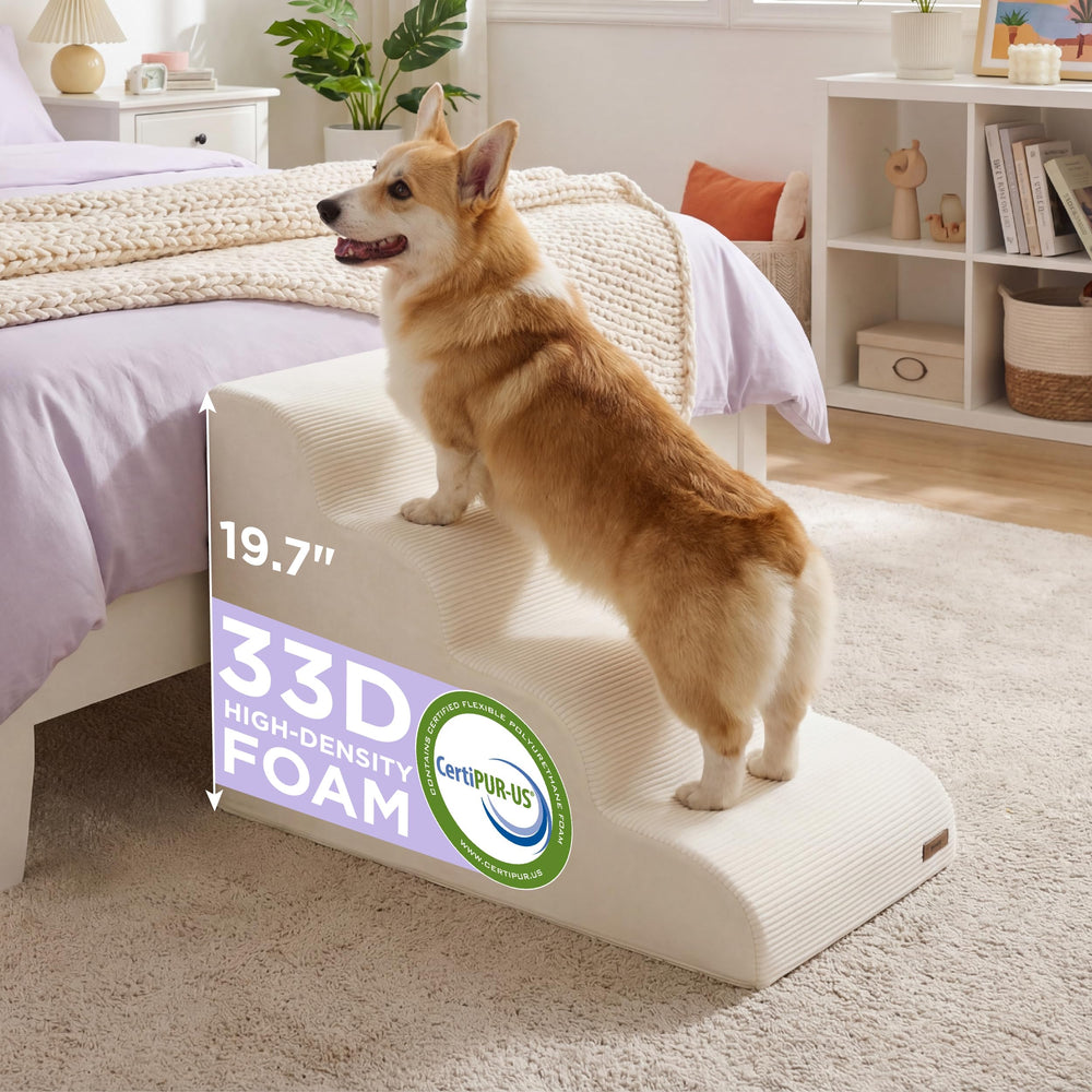 LE SURE escalier pour petit chien, quatre étapes, facilite l'accès au lit.