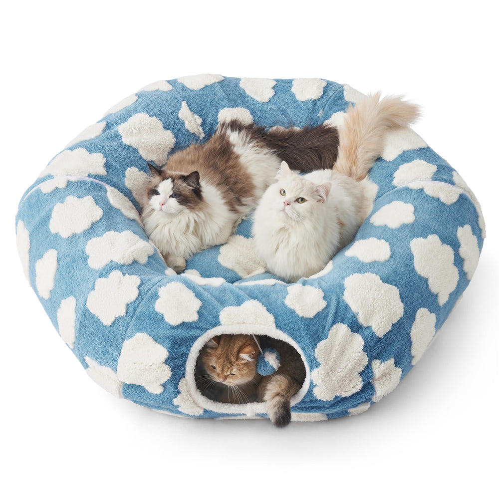 LE SURE Lit-Tunnel chat large avec coussin lavable pour un repos ultra confortable.