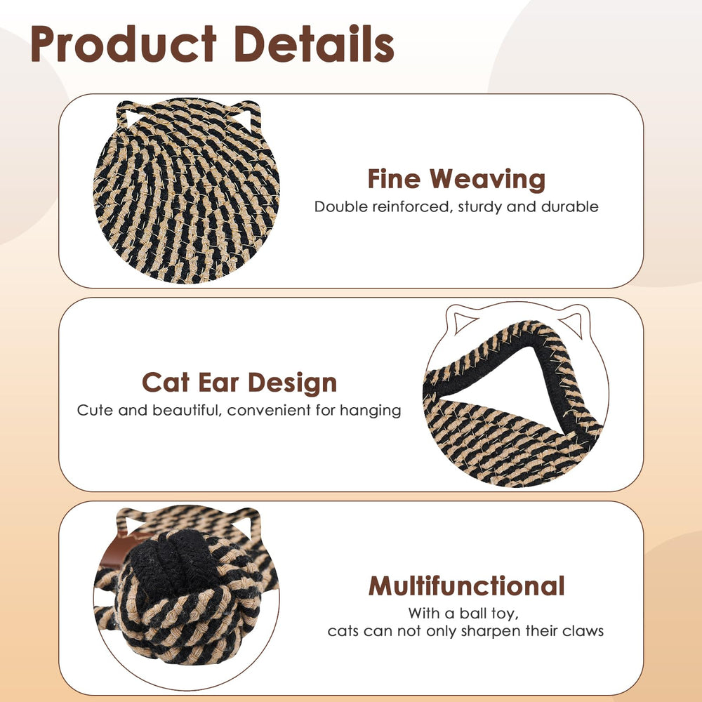 Letalong Grattoir Chat coton naturel, vue dos, fixation murale pour protéger les meubles.