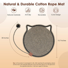 Letalong Grattoir Chat coton naturel, vue face, surface durable et facile à nettoyer.
