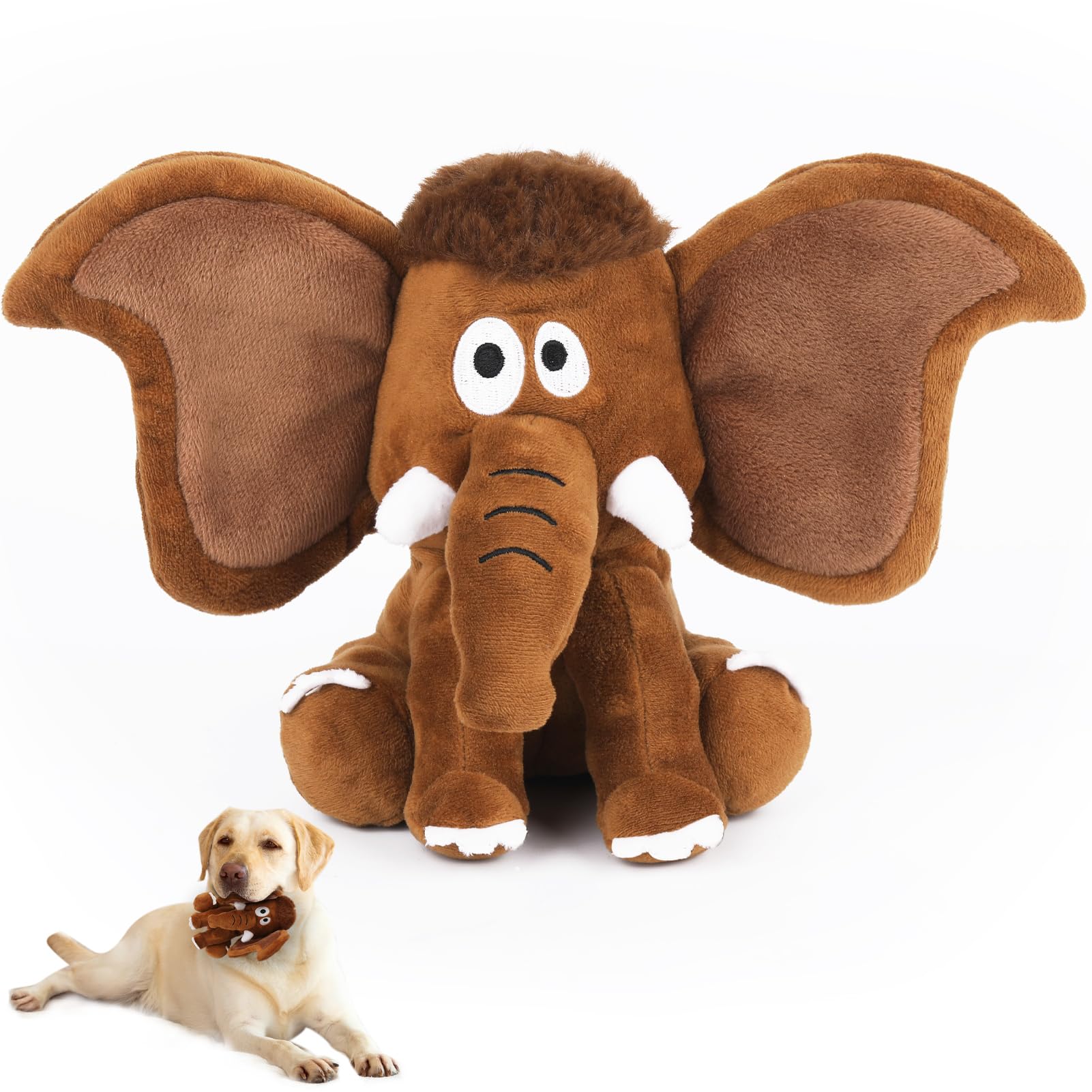 Jouet peluche Letsmeet avec sifflement et papier-crissant pour stimuler la curiosité du chien.
