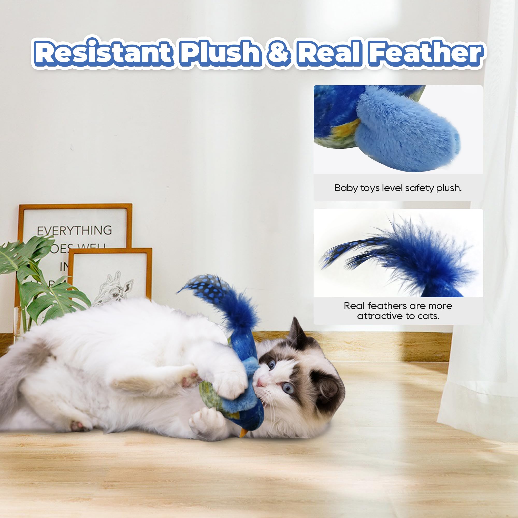 Peluches douces et plumes naturelles pour toucher agréable.